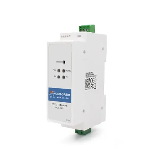 USR-DR301 – Conversor RS232 a Ethernet Industrial con Montaje en Riel DIN