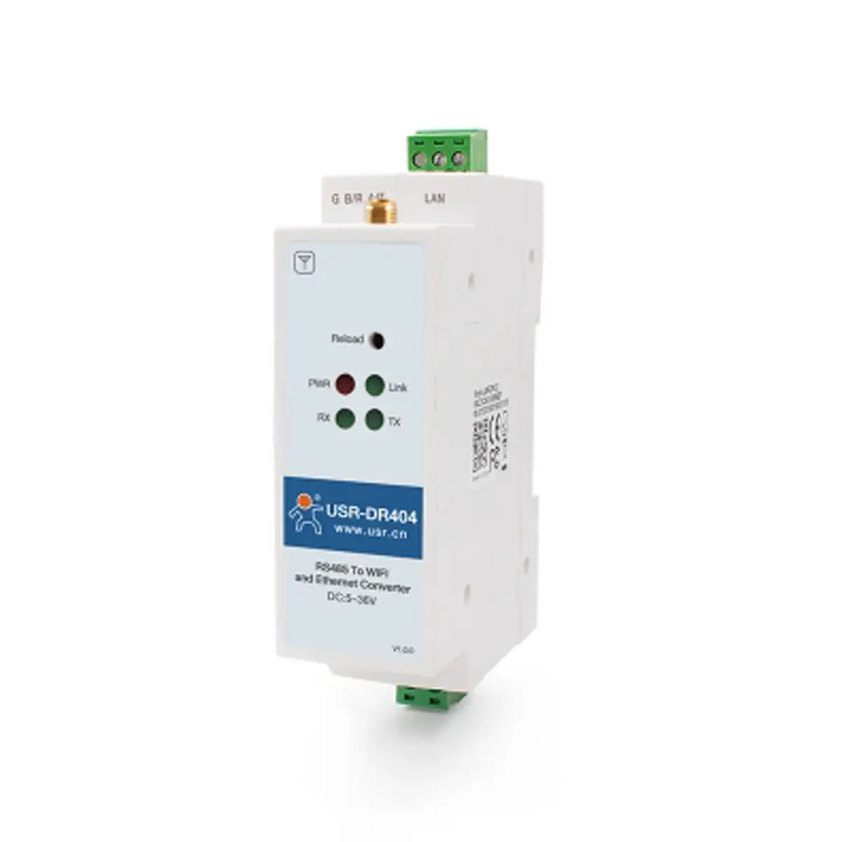 USR-DR404 – Conversor RS485 a Wi-Fi/Ethernet Industrial con Montaje en Riel DIN