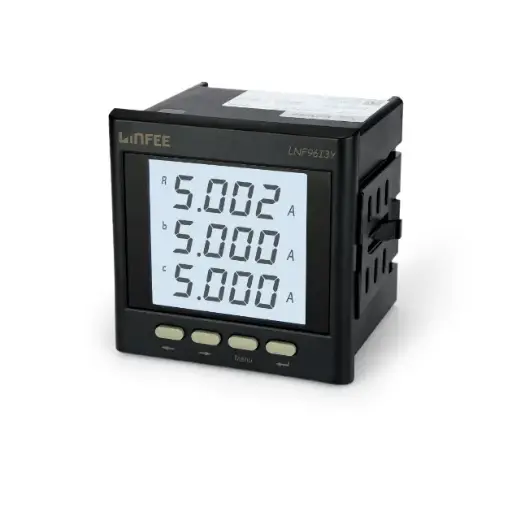 Medidor de corriente trifásico LNF96I3Y-C 96x96 mm con Modbus-RTU 